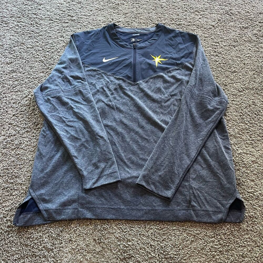 Nike Tampa Bay Rays 1/4 Quarter Zip Pullover Sweatshirt Team Issued MLB Mens 2XL